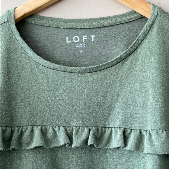 LOFT Sage Green Ruffle Sleeve Long Sleeve Blouse - Picture 8 of 10